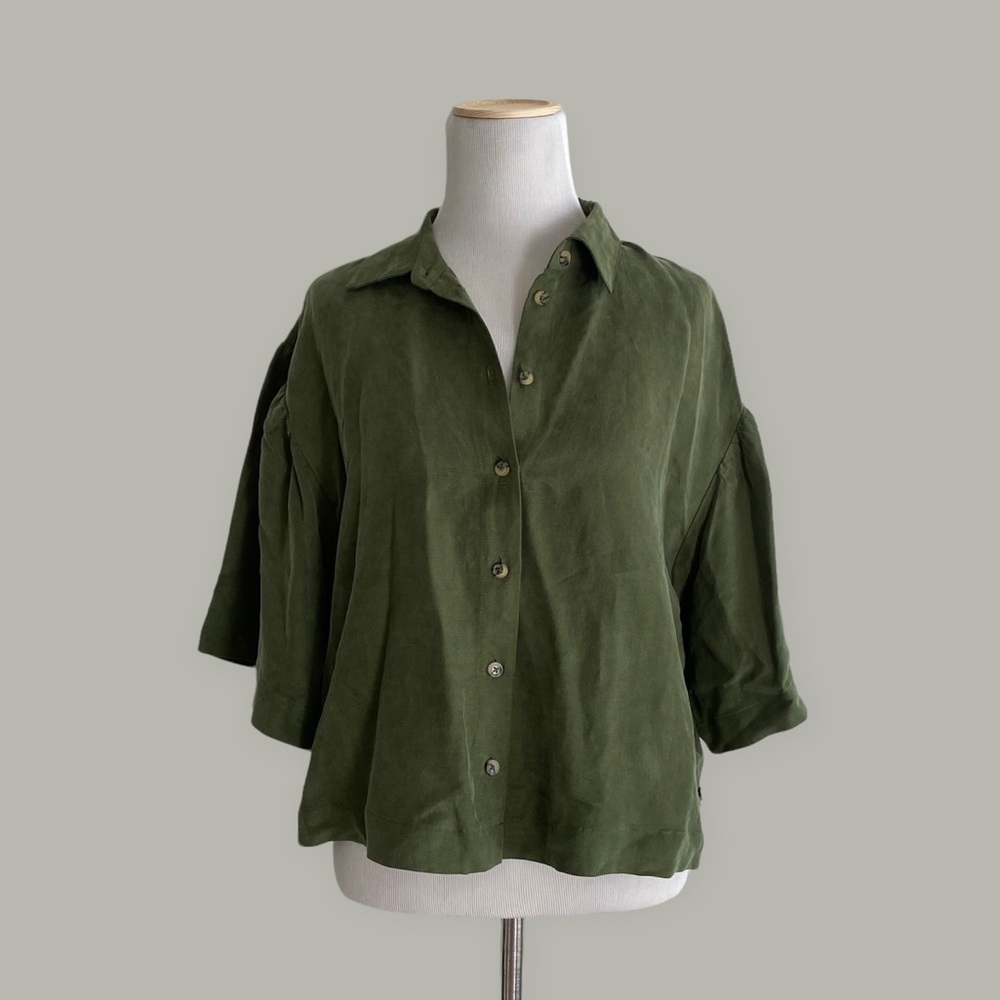 Scotch & Soda Green Short Sleeve Linen Blend Shirt